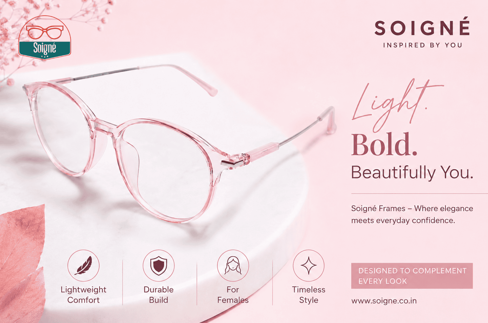 Soigné Round Spectacle Frames: Why This Pink & Silver Frame Is a Game-Changer for Your Style